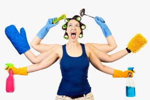 mom cleaning