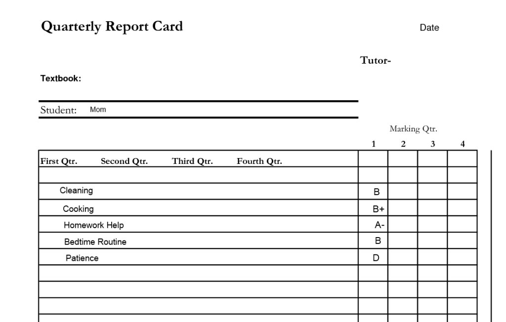 blank report card